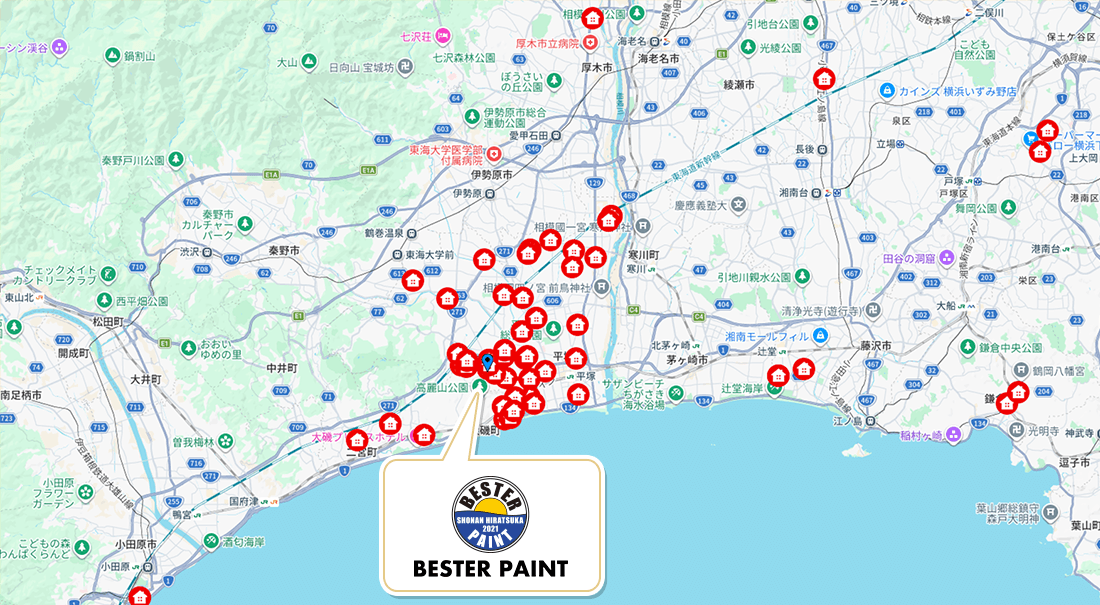 平塚・湘南の施工エリア地図
